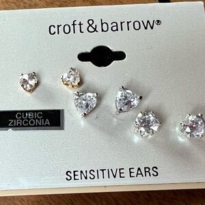 Croft & Barrow Cubic Zirconia Earrings Set - Silver and Gold